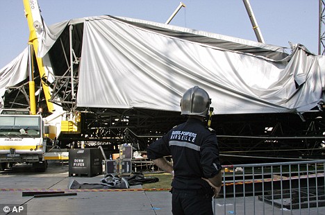 Stage Madonna after collapsing in Marseille July 2009