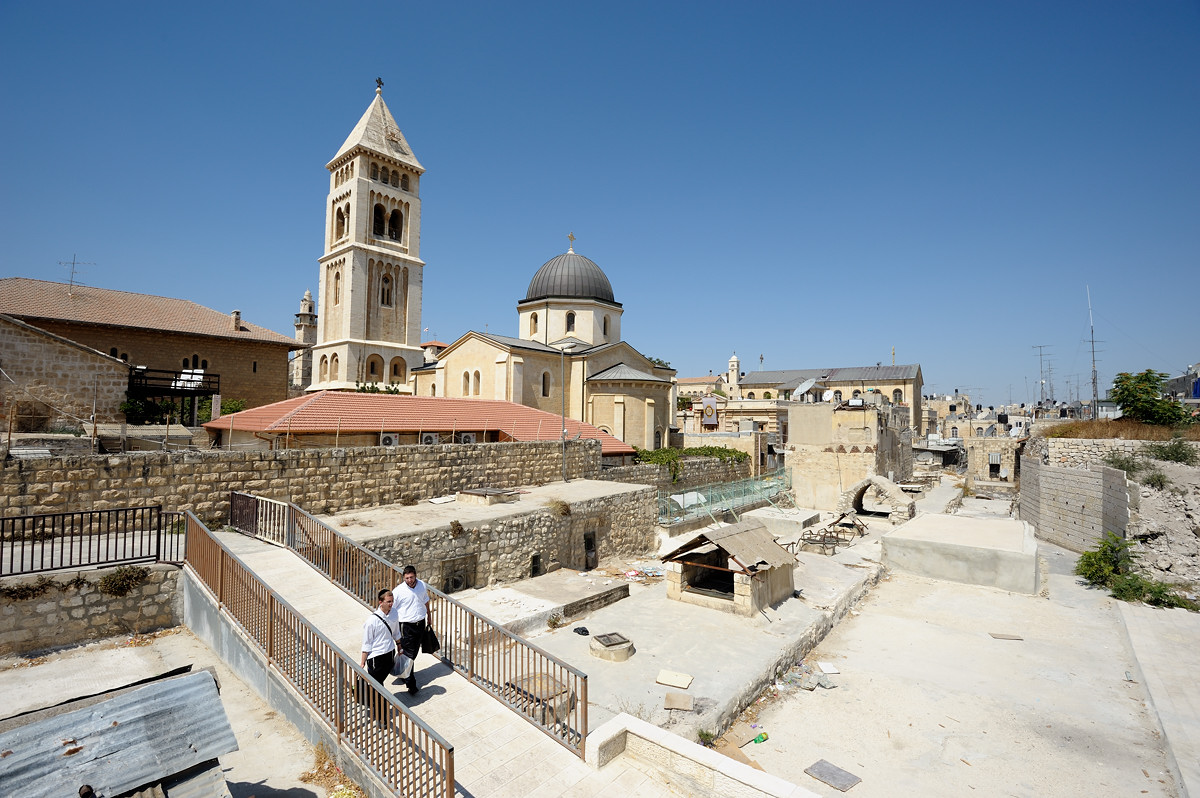 Jerusalem rooftop view, with Church of the Redeemer in the background