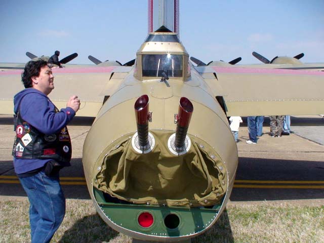 Barron checks out the tail gunner position