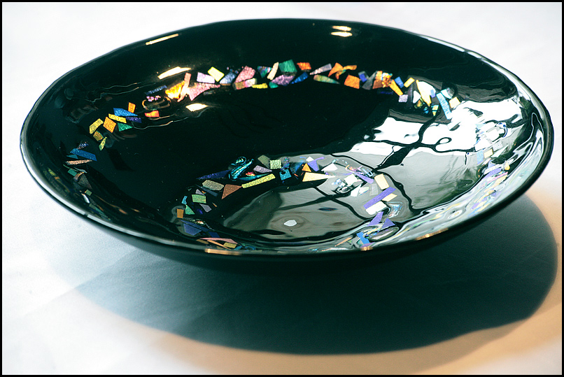 Large Black Glass Dish