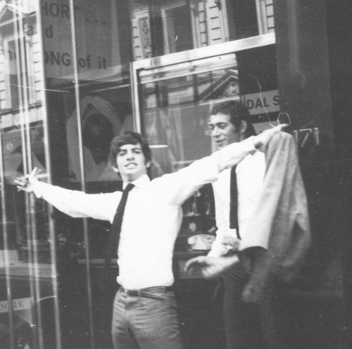 Lawrence Falk in the future he would open CRIMPERS here seen with   Jeffrey  Davies.