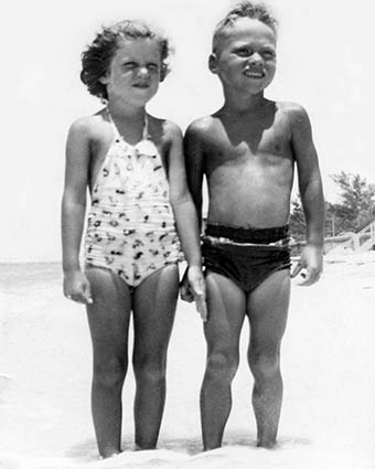 1953 - a pretty girl, possibly Megan Shaffer, and Don Boyd on Pass-a-Grille Beach, St. Petersburg