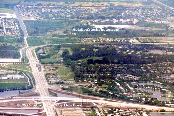 Early 1980s - looking north over the Big Bend of the Palmetto expressway and Miami Lakes