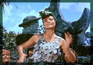 1958 - a scene from 'The Wild Women of  Wongo' at the Coral Castle on US 1, Miami