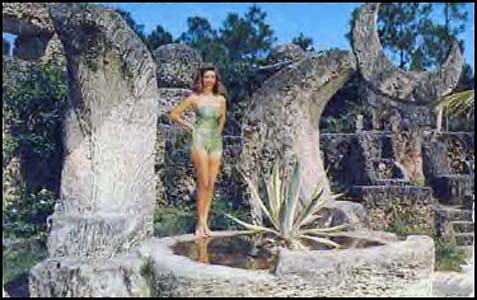 1958 - a scene from The Wild Women of  Wongo at the Coral Castle on US 1, Miami