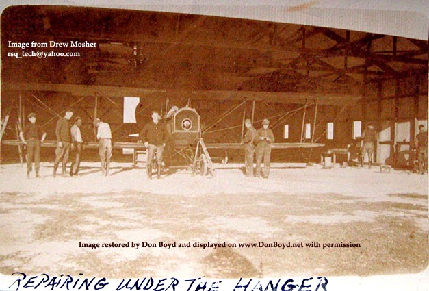 Late 1910s - mechanics repairing a Curtiss JN-4B Jenny at Curtiss Field, Hialeah