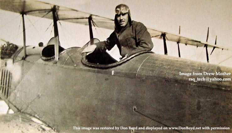 Late 1910s - Joseph George Carpenter, a flight instructor at Glenn Curtiss Field with a Curtiss JN-4B Jenny