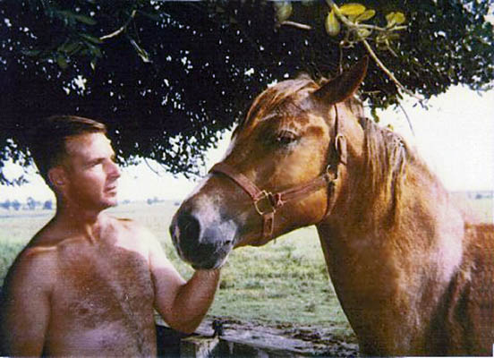 Robertas husband Lewis with Apache in 1988