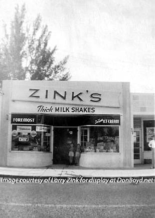 1945 - Kenny and Larry Zink in the doorway of Zinks Diner at NE 2nd Avenue and 79th Street, Little River