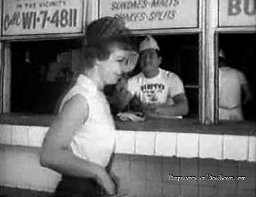 1961 - scene from footage of Miami Undercover TV show at Scottys Drive In Restaurant,16301 Collins Avenue (A1A), Sunny Isles