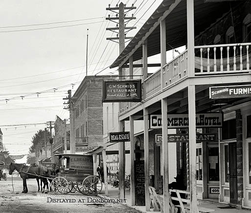 1908 - looking east on 12th Street  (now Flagler Street) at Avenue D (now Miami Avenue) in downtown Miami - right half of image