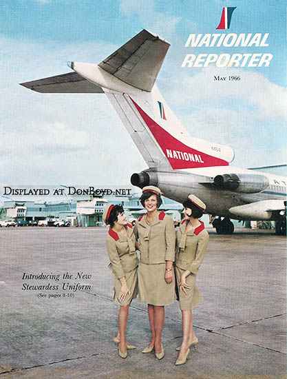 1966 - National stewardesses modeling the latest inflight uniforms on Concourse 3 at Miami International Airport