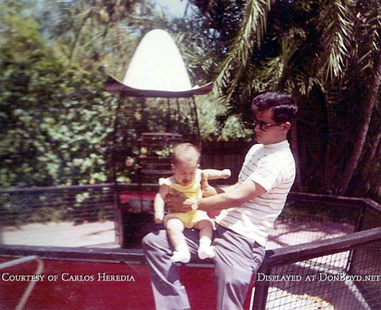 1968 - Carlos Heredia with his dad Jose Heredia at one of the bird cages at the Crandon Park Zoo which many of us loved