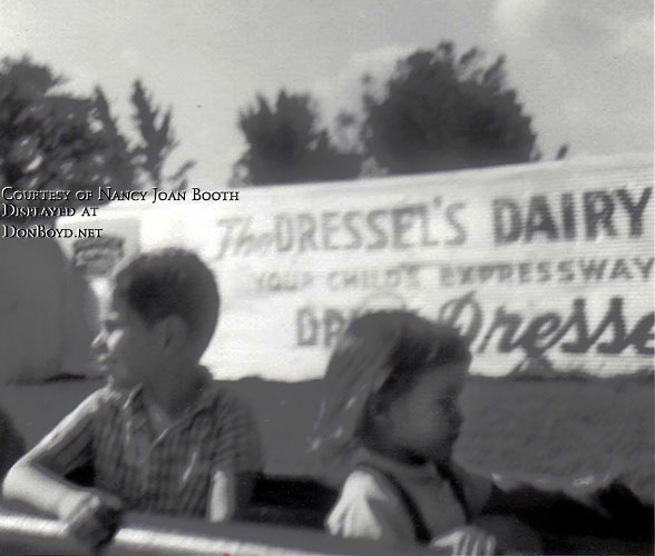 1964 - David Booth and Nancy Joan Booth riding the train at Dressels Dairy on Milam Dairy Road