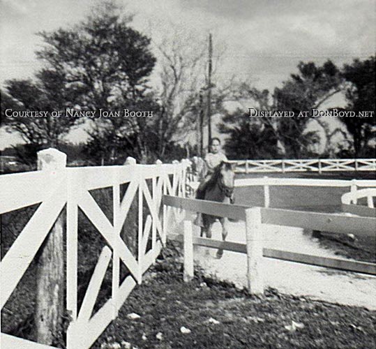 1964 - David Booth riding a pony at Dressels Dairy on Milam Dairy Road west of the airport
