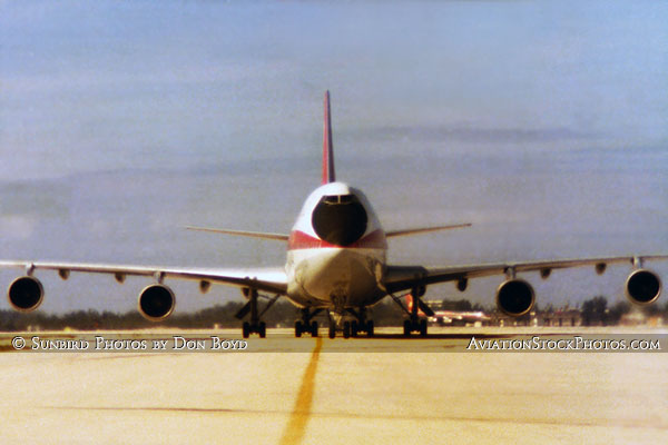 Late 1970s - Air Canada B747-100 with baboon nose taxiing in to the gate