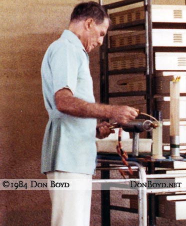 1984 - the legendary Bill Haast giving a coral snake venom extraction demonstration at the Miami Serpentarium