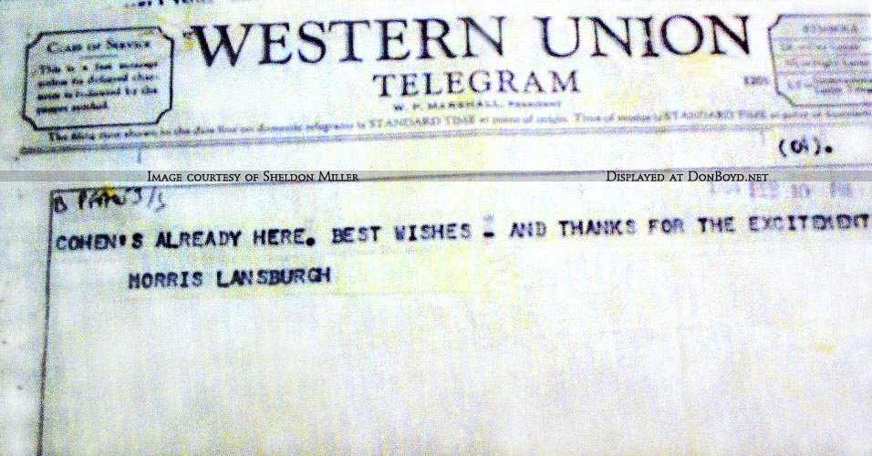 1964 - page 3 of telegram from Morris Lansburgh to Ed Sullivan about the Beatles and upcoming show from Miami Beach