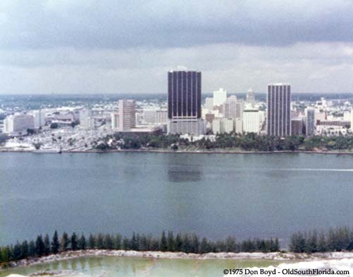 1975 - Downtown Miami in the background, west end of Dodge Island in the foreground