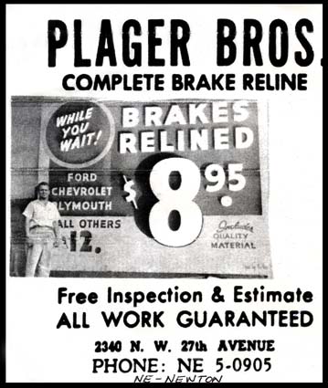 Early 1960s - Plager Brothers advertisement with their NEwton phone number