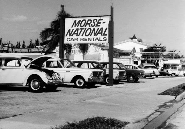 1964 - Morse-National Car Rentals on Collins Avenue (A1A), Sunny Isles and the July 3, 2012 Obituary for Ed Morse (below)