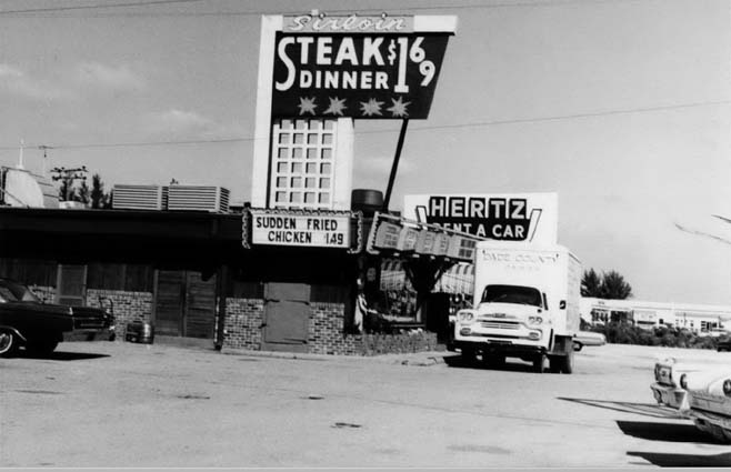 1964 - one of Jack Silver and Herb Brodskys Black Angus restaurants, this one on Collins Avenue (A1A) in Sunny Isles