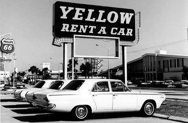 1964 - Yellow Rent a Car on Collins Avenue (A1A), Sunny Isles