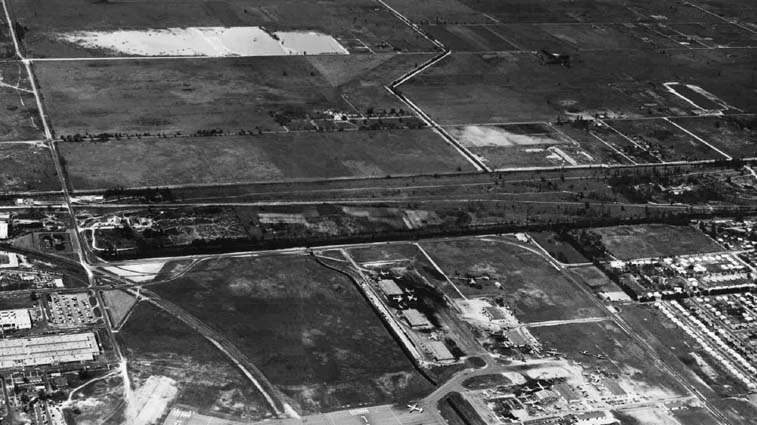 1956 or 1957 - The western portion of Miami International Airport, Dressels Dairy Farm and undeveloped land