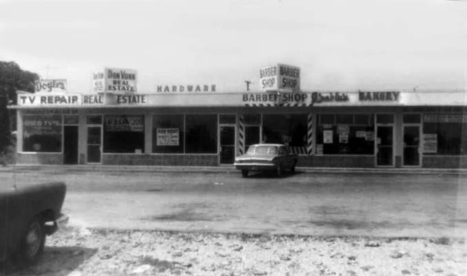 1963 - Doyle TV Repair, Don Vonn Real Estate and Grables Bakery at 11051 Bird Road, Miami