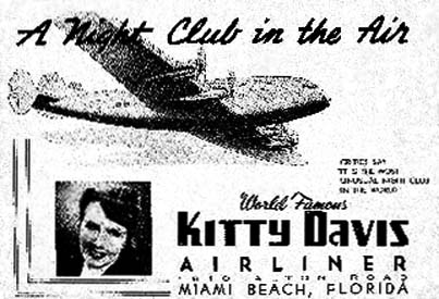 1950s - promotional advertisement for A Night Club in the Air at the Airliner Hotel on 1610 Alton Road, Miami Beach