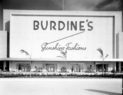 1957 - the south entrance of the Burdines department store at 163rd Street Shopping Center