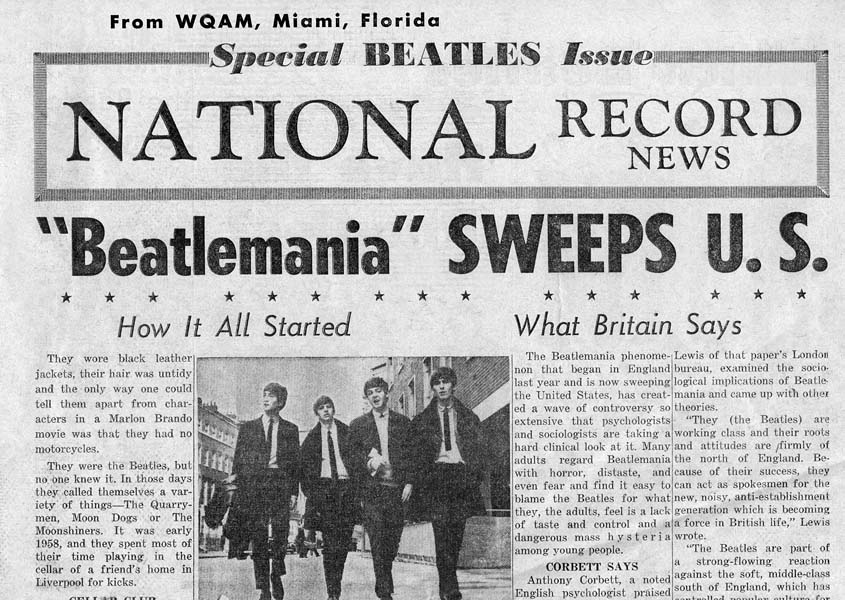 1964 - Beatles newspaper courtesy of WQAM Miami