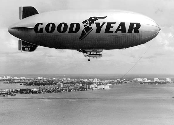 Late 1960s - the Goodyear Blimp GZ-19 Mayflower N1A over Biscayne Bay