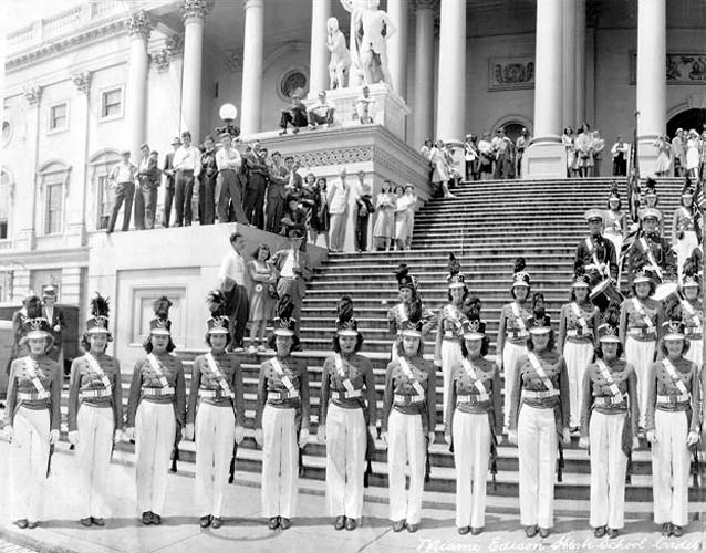 1940 - Miami Edison Senior High Cadettes in Washington, DC (left half of image)