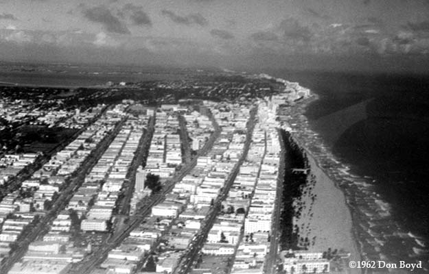 1962 - aerial view of Miami Beach from the Goodyear Blimp Mayflower