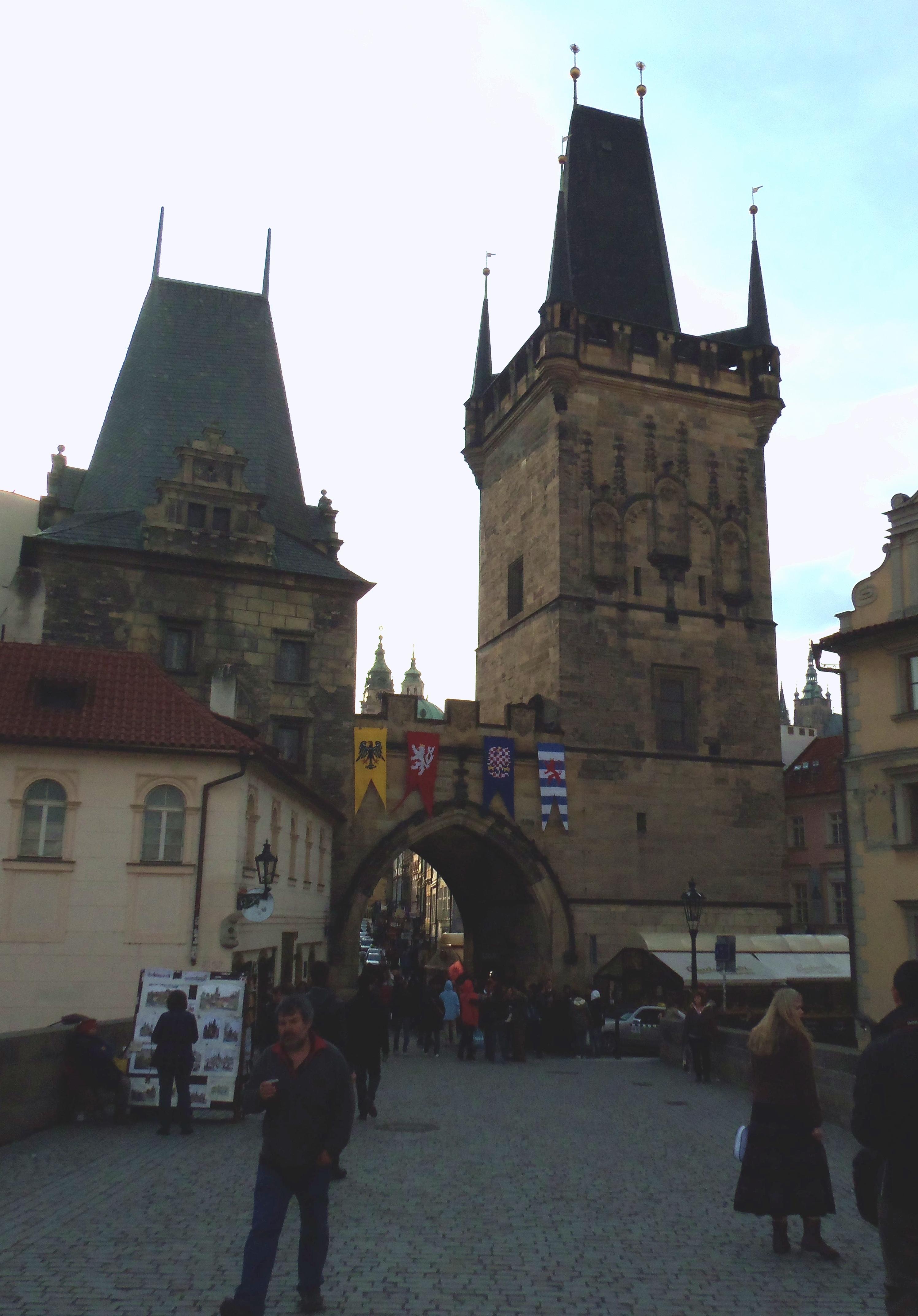 THE MALA STRANA BRIDGE TOWERS AT SUNDOWN