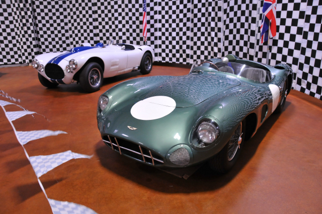 1958 Aston Martin DBR1, foreground ... driven by Jim Clark at 24 Hours of Le Mans