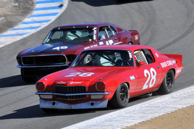 (7th) No. 28, Gregory Weirick, Malibu, CA, 1970 Chevrolet Camaro, and (28th) No. 45, Ken Adams, 1969 Ford Boss 302 Mustang