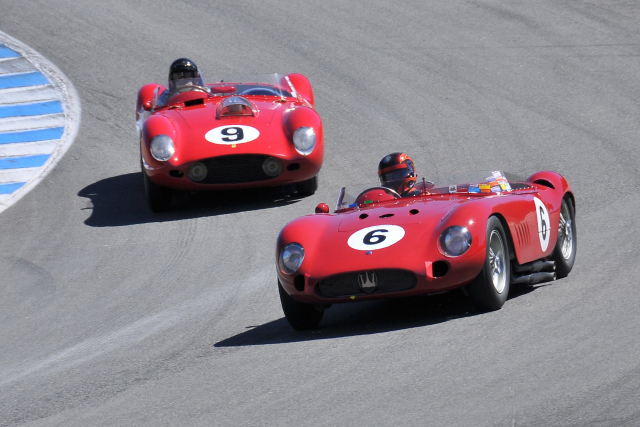 No. 6, Jon Shirley, 1957 Maserati 300S, and No. 9, Bruce McCaw, 1959 Ferrari TR-59
