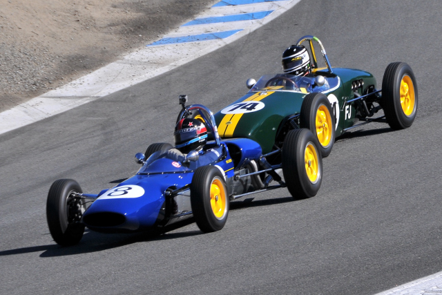 (17th) #8 Phil Ribbs, Santa Cruz, CA, 1963 Lotus 27, and (18th) #74 Wade Carter, Woodinville, WA, 1960 Lotus 18