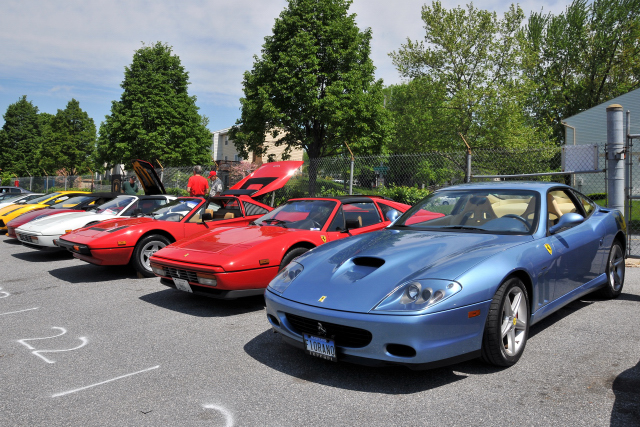 Ferrari 575M Maranello, right, with two 328s and a 308 (8845)