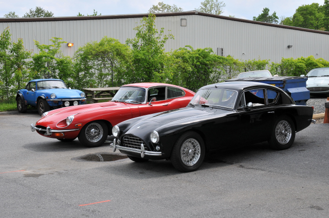 1956 AC Bristol, foreground, and 1970 Jaguar E-Type 4.2 Litre Series II (FHC) Fixed-Head Coupe (3703)