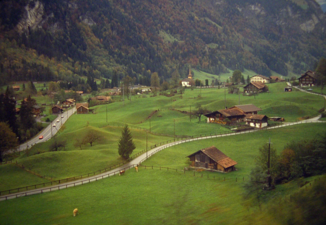 Switzerland, photographed from moving train, 1987.