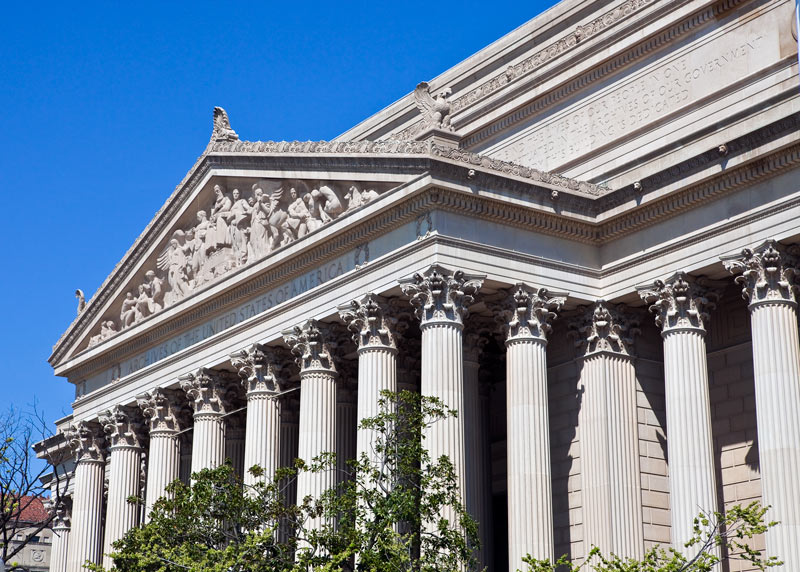 Corinthian style columns at the Archives of the United States of America