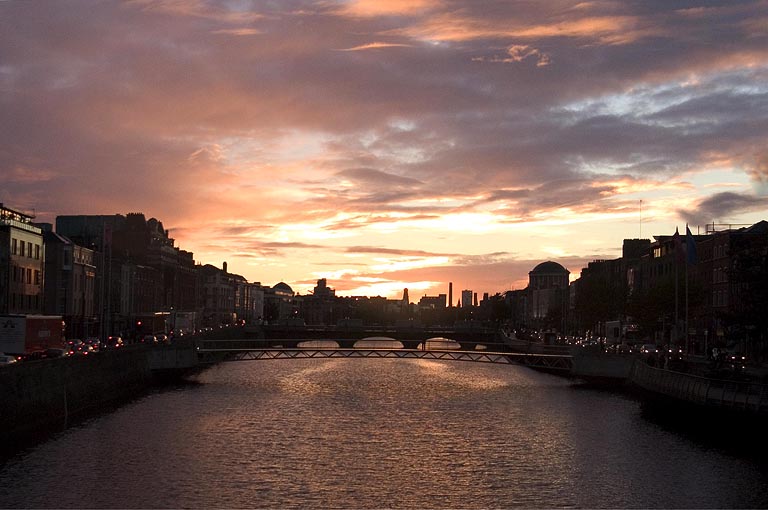 Sunset over the River Liffey, Dublin