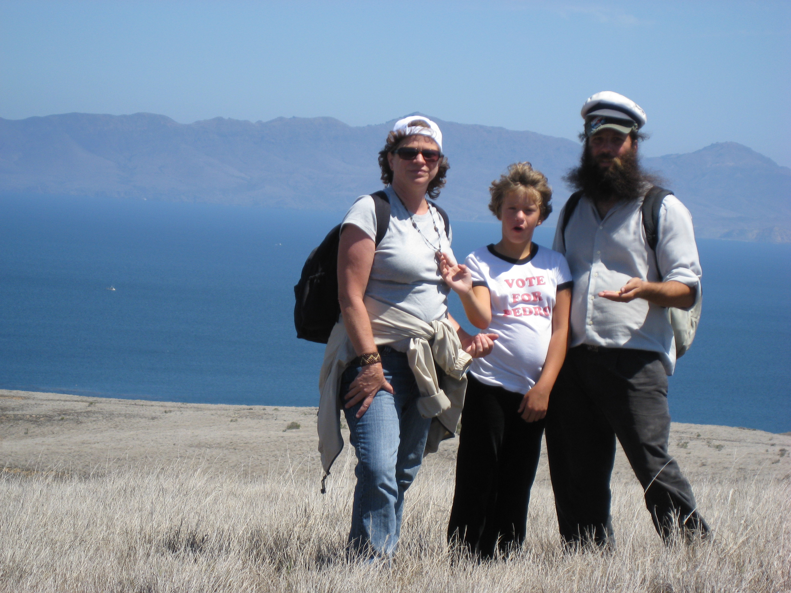 Daniel Alie Carol on Santa Rosa Isl with Santa Cruz Isl in background.JPG