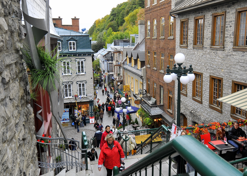 Walking down the stairs to lower town