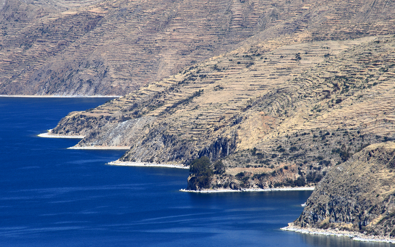Deep blue waters of Titicaca Lake