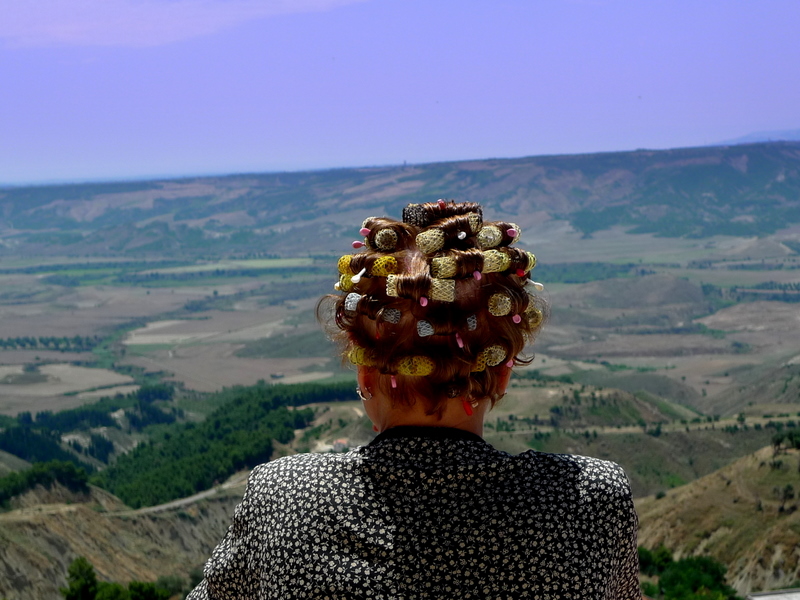 The lady with the curlers