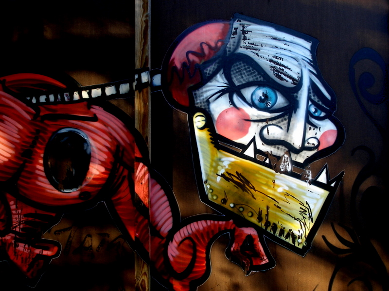 Faces painted on the walls